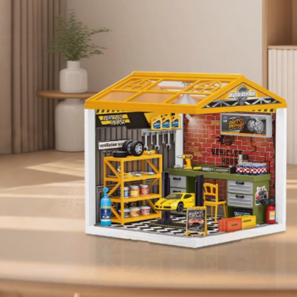 car repair shop scene