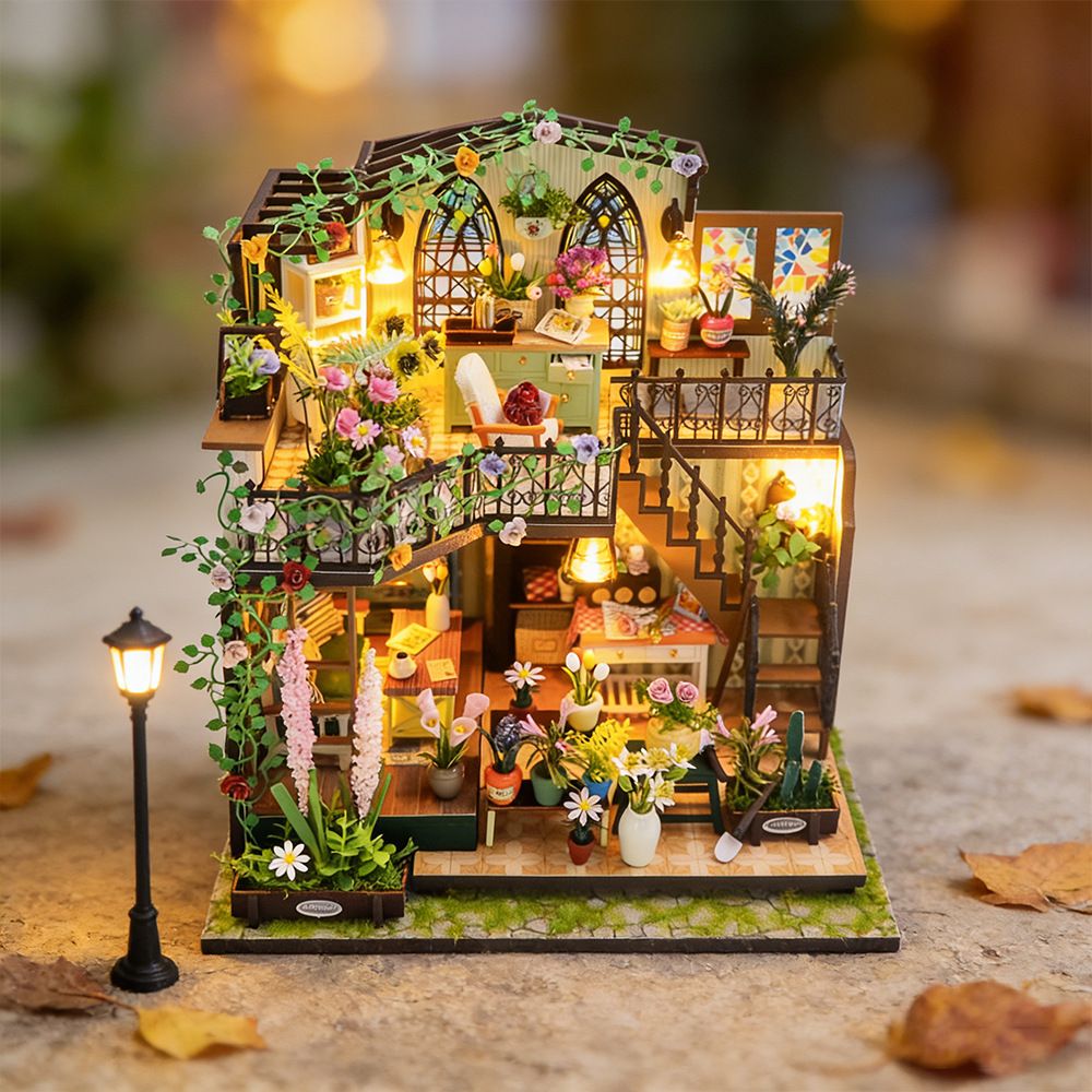 Two Story Floral House Miniature Kit
