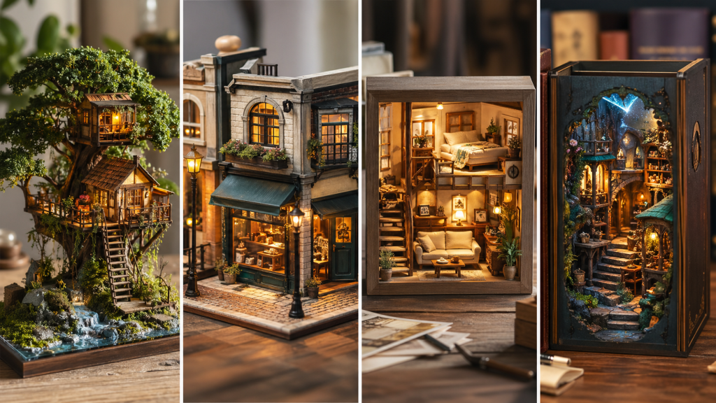 Comparison of four miniature diorama scene types
